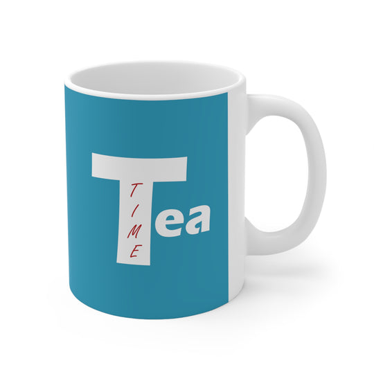 Tea Time Ceramic Mug Turquoise 11oz