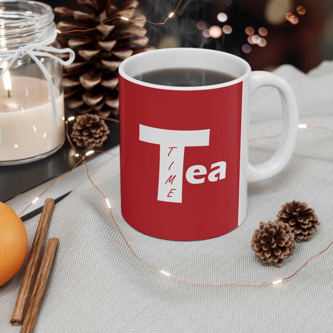 Tea Time Ceramic Mug Dark Red 11oz