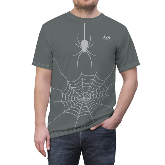 Unisex Halloween Spider Web T-Shirt Dark Grey