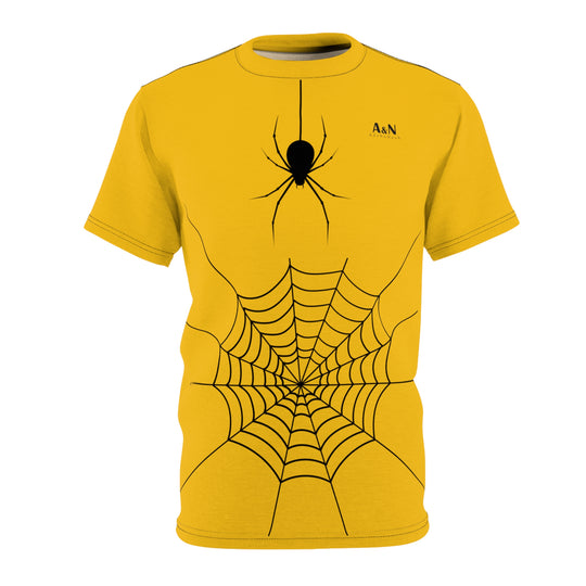 Unisex Halloween Spider Web T-Shirt Yellow