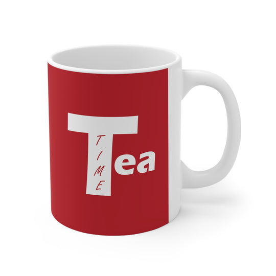 Tea Time Ceramic Mug Dark Red 11oz