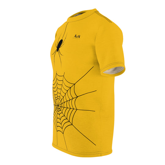 Unisex Halloween Spider Web T-Shirt Yellow