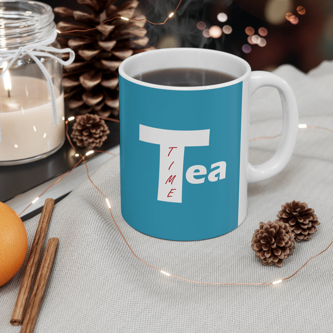 Tea Time Ceramic Mug Turquoise 11oz