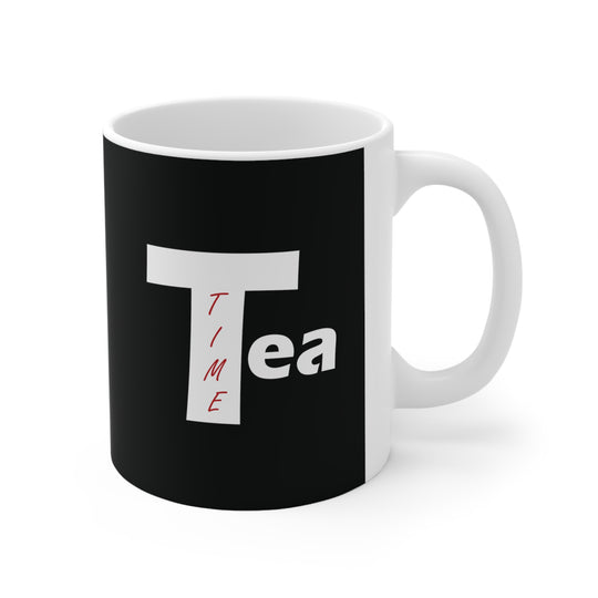 Tea Time Ceramic Mug Black 11oz