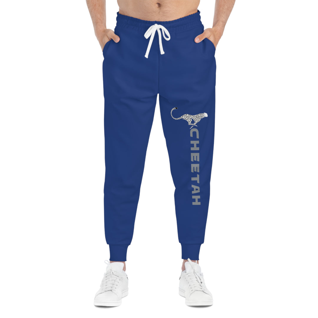 Unisex Athletic Cheetah Joggers Dark Blue