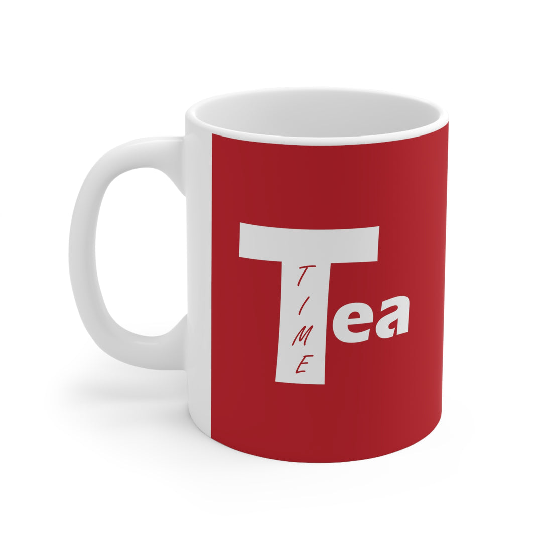 Tea Time Ceramic Mug Dark Red 11oz